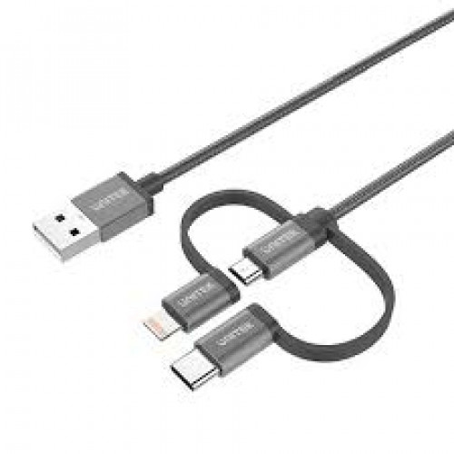 1M , 3-in1 ( Micro USB + Lightning / Type-C Adaptor ) ( with MFI )